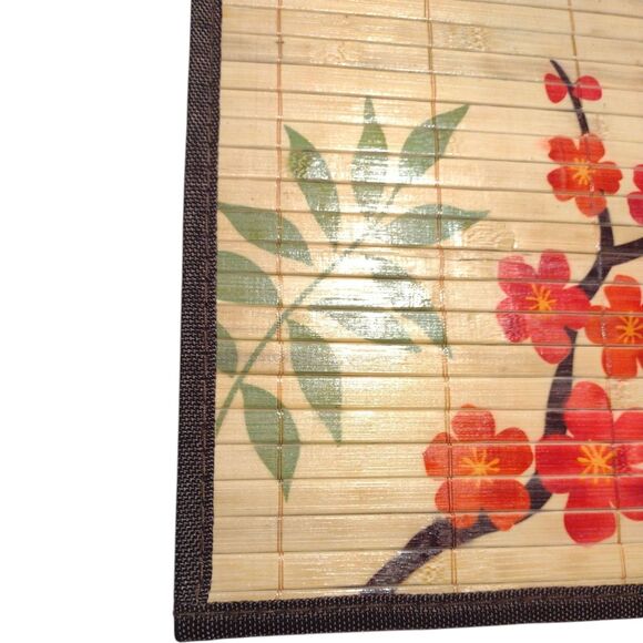 Set of 4 Placemats Asian Style Bamboo Cherry Blossoms Border Japanese 13x19" - Picture 8 of 11